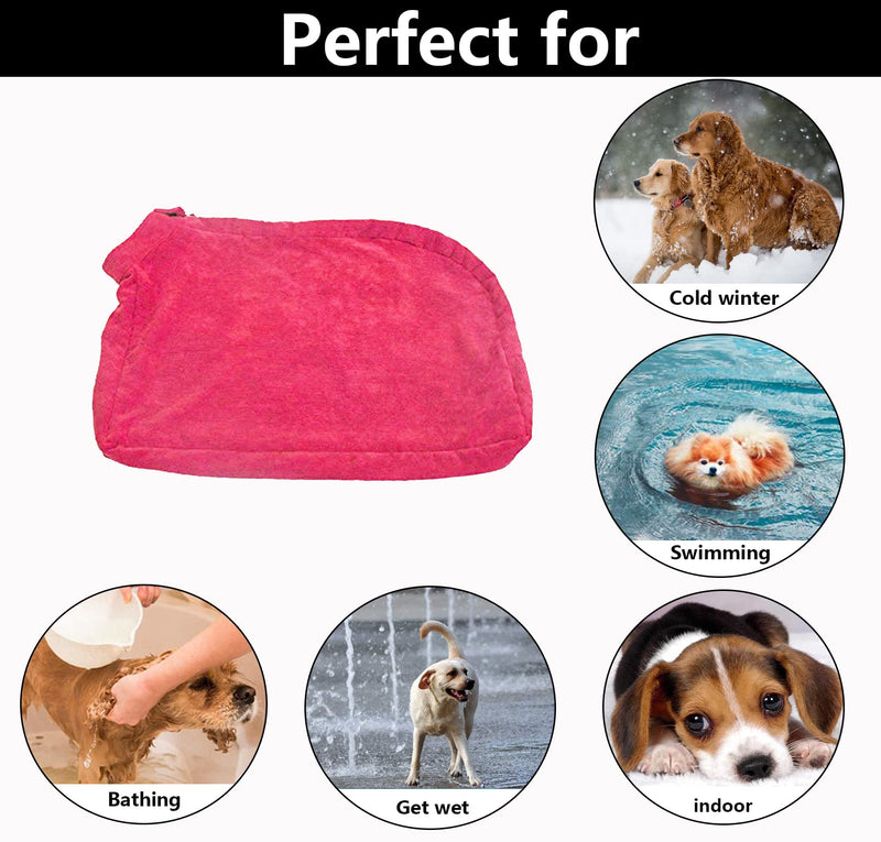 Pethiy - Premium dog bathrobe made of microfiber, dog drying bag, dog bath towel with zipper, super absorbent soft dog towel suitable for bathing and swimming-red-S S red - BeesActive Australia