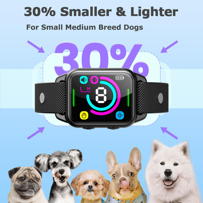 Bark Collar for Small Medium Dogs, Humane No Shock Dog Bark Collar with 2 Vibrations Beep, Rechargeable Anti Barking Collar with 8 Adjustable Sensitivity, Smart Bark Collars for Dogs (Black) Black - BeesActive Australia