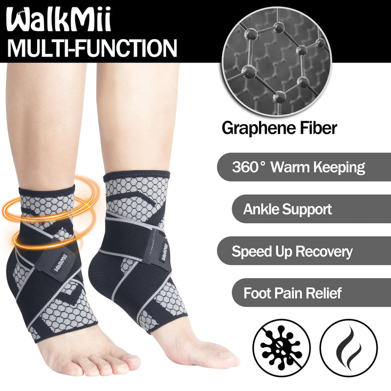 Ankle Compression Sleeves (1 Pair)-Ankle Brace for Achilles Tendonitis, Sprain, Pain Relief, Plantar Fasciitis Ankle Support Socks with Adjustable Strap for Women & Men-S Small