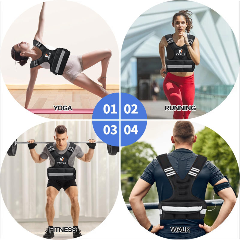 Weighted Vest Women Men - Adjustable Weighted Vest Woman with 6 Ironsand Weights, 4-10lb/11-20lb/21-32lb Vest for Walking, Running, Fitness, Strength Training, Workouts Black - BeesActive Australia