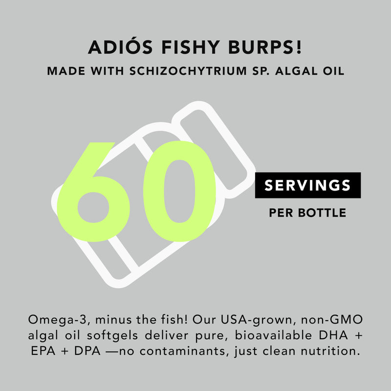 AMANDEAN Vegan Omega-3 Supplement, Algal Oil Algae DHA EPA Softgels, 60ct | Algal oil, plant-based fish oil alternative; vegetarian omega 3, DHA & EPA 60 Count (Pack of 1)