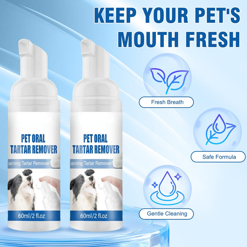 2Pcs Pet Dental Tartar Remover,Oral Spray for Dogs Teeth Cleaning,Pet Dental Foaming Care Spray,Dog Breath Freshener,Support Clean & Teeth and Aid in Daily Oral Use