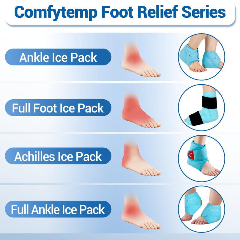 Comfytemp Ankle Ice Pack Wrap Brace for Swelling, Foot Pain Relief, 2 Gel Packs for Injuries Reusable, Hot Cold Compress Therapy for Plantar Fasciitis Relief, Heel Spur, Achilles Tendonitis, Swelling Ankle Ice Pack Wrap (1 Wrap + 2 Gel Ice Packs)