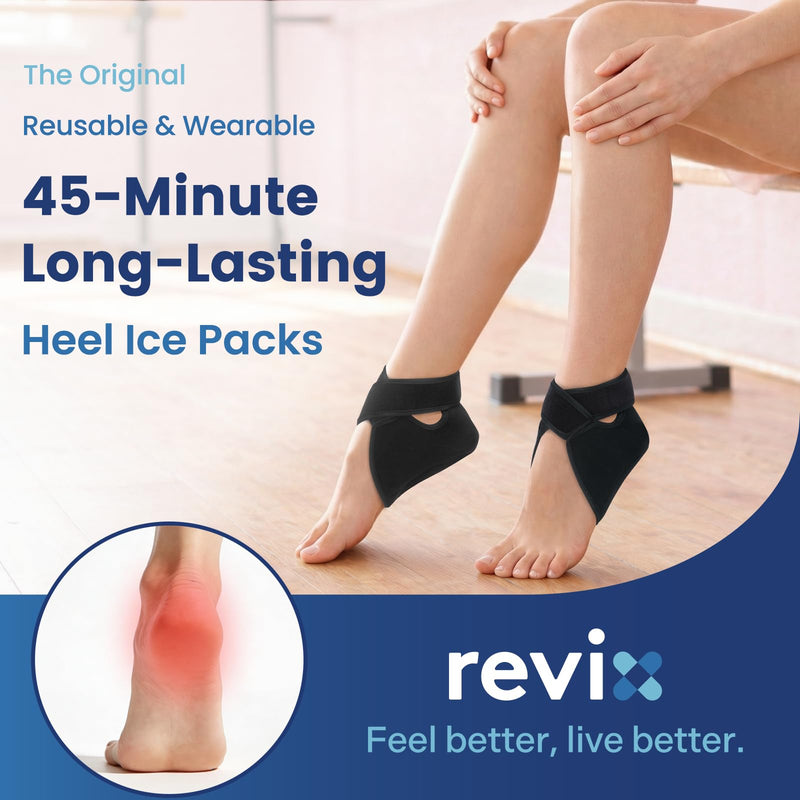 REVIX Heel Ice Pack Wraps for Achilles Tendonitis & Plantar Fasciitis with 45-Min Long Lasting Cold Therapy, 2 Packs Lightweight Gel Ice Pack for Heel Relaxation, Reusable Ice Wrap for Feet Swelling - BeesActive Australia