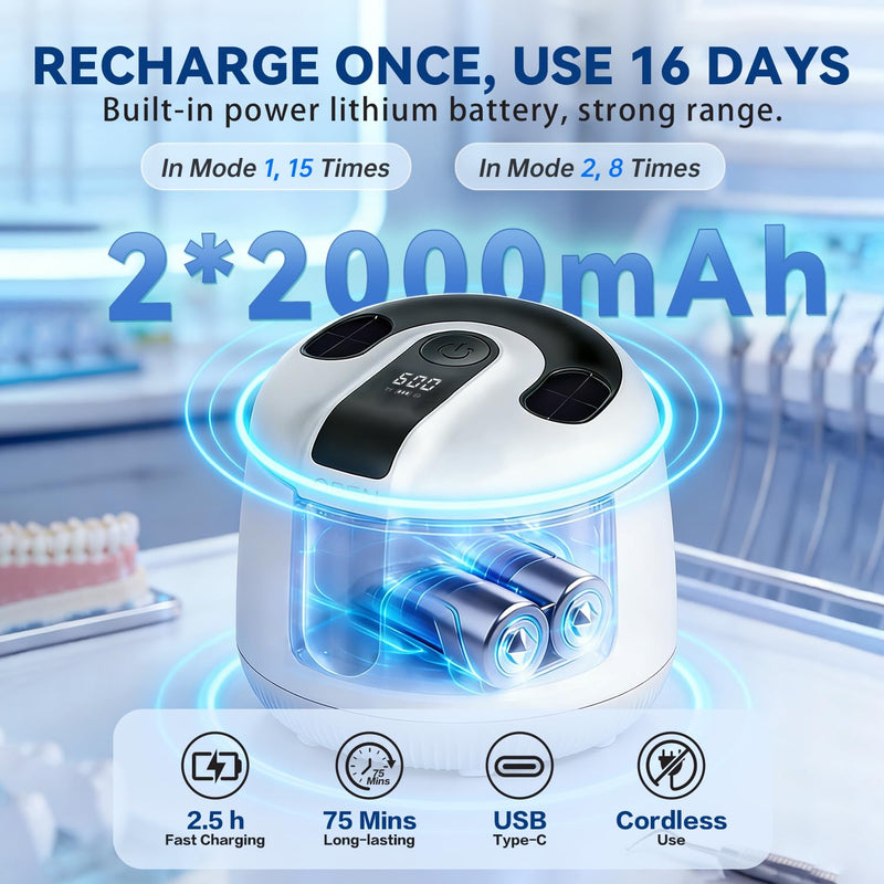Ultrasonic Retainer Cleaner Machine 48kHz, Cordless Dental Cleaning Pod, Ultrasonic Retainer Cleaner for Aligners, Dentures, Mouth Guards, Toothbrush Heads and Jewelry with 200ML Capacity, LAB Supply White - BeesActive Australia