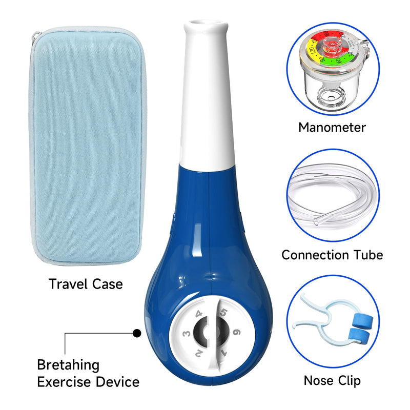 Breathing Trainer with Travle Case, Needle Manometer for MEP Test, Portable Lung Trainer with 5 Resistance Levels, Breathing Exercise Device for Lungs - BeesActive Australia