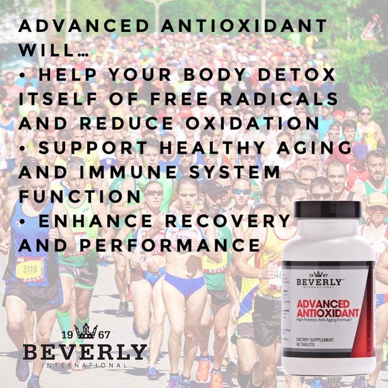 Beverly International Advanced Antioxidant, 60 Tablets | High Potency Anti-Aging Formula, Wellness & Recovery, Powered by Vitamins A, C, E & Selenium, Combat Cell Oxidation