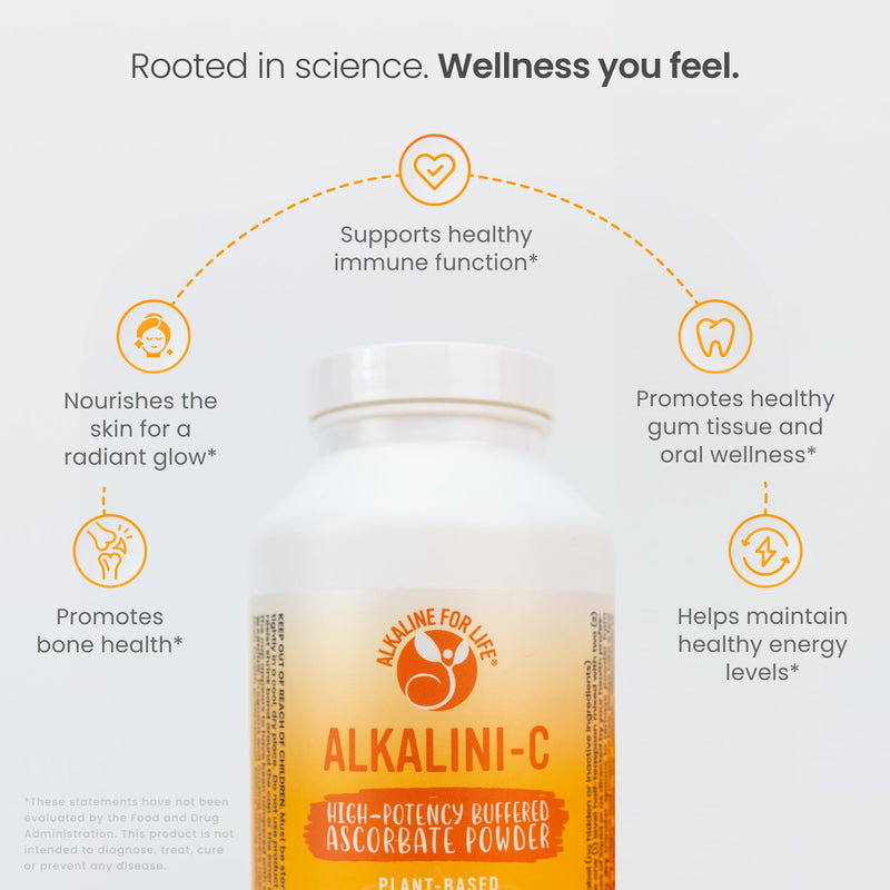 Alkaline for Life Buffered Vitamin C Powder, Corn-Free, L-Ascorbate | 1,584 Mg L-Ascorbate Per Half-Teaspoon; With Potassium, Calcium, Magnesium, Zinc; Non-Acidic, Gentle; Vegan 16 Ounce (Pack of 1)