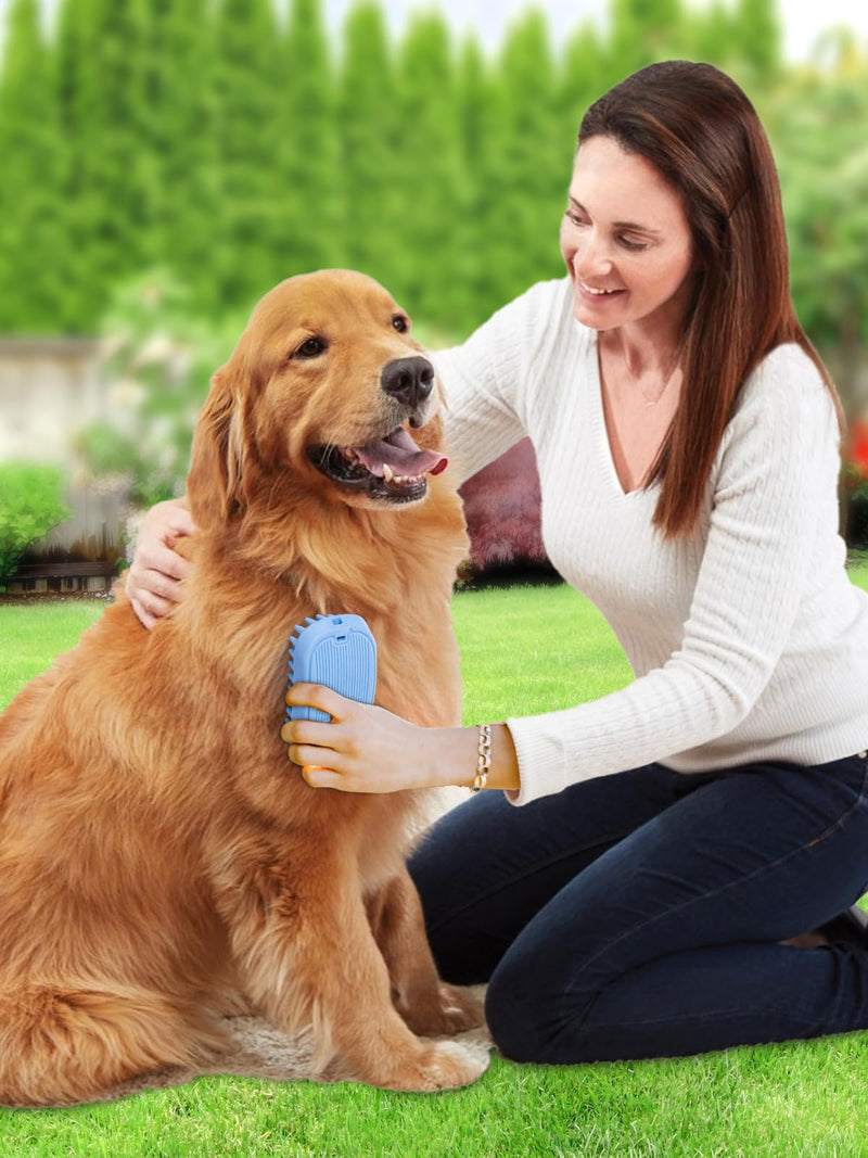 2PCS Dog Bath Brush, Dog Shampoo Brush, Silicone Curry Brush, Pet Scrubber for Short&Long Haired Dogs Cats Massage Comb, Soft Shedding Bathing Washing Brush, Essential Puppy Grooming Accessories Pack of 2 Blue+Blue - BeesActive Australia