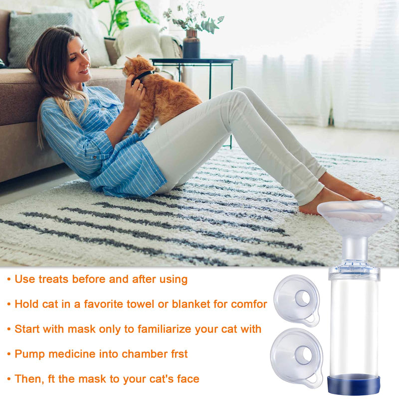 Inhaler Spacer for Cats or Dogs, Generic Pet Inhaler Attachment with 2 Silicone Masks of Different Size, Portable Nebulizer, Home or Outdoor First Aid, Animal Adapter for Cats and Small Dogs
