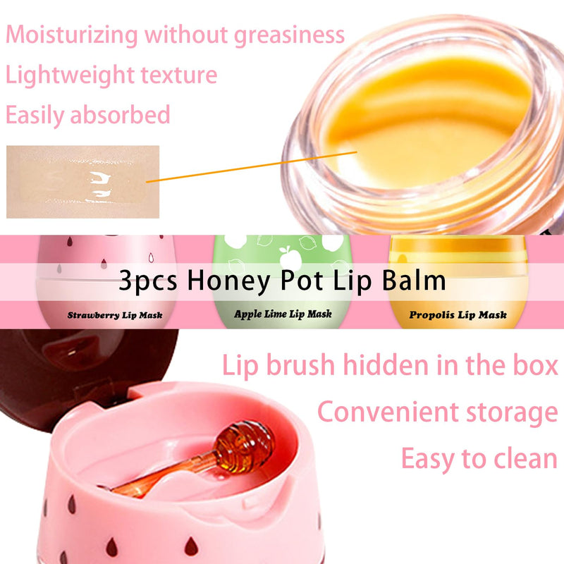 Clouds Bee Propolis Vanilla Lip Balm ‚Äì Hydrating & Moisturizing Overnight Lip Sleeping Mask, Exfoliating Lip Treatment with Bee Extracts, Natural Care for Dry Lips, Honey Pot Design
