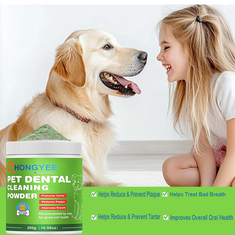 Dental Powder 300g, Teeth Cleaning Powder, Dog Teeth Cleaning Products, Plaque Off for Dogs & Cats Breath Freshener for Bad Breath, Tartar Remover,Dental Care Supplies for Small, Medium, Pet Denta