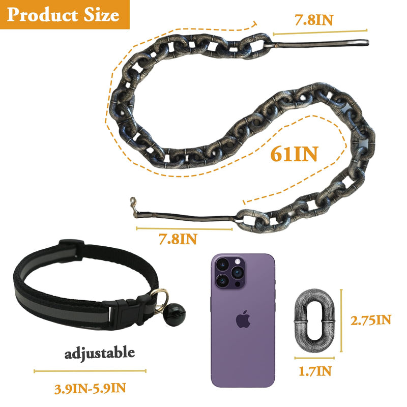 6 Ft Funny Dog Leash - Giant Plastic Chain Leash with Puppy Collar - Funny Chain Dog Leash Big, Chain Leash for Small Dog Funny (Black) black - BeesActive Australia