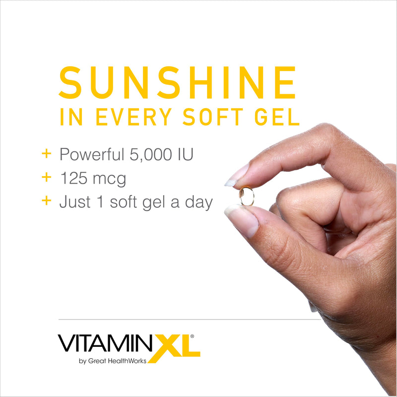 OmegaXL VitaminXL D3 High Potency Daily Vitamin D 5000 IU 30 Softgels | 125mcg, Immune Support Supplement, Promotes Healthy Muscle Function & Strong Bones, Non-GMO, Gluten-Free 30 Count (Pack of 1)