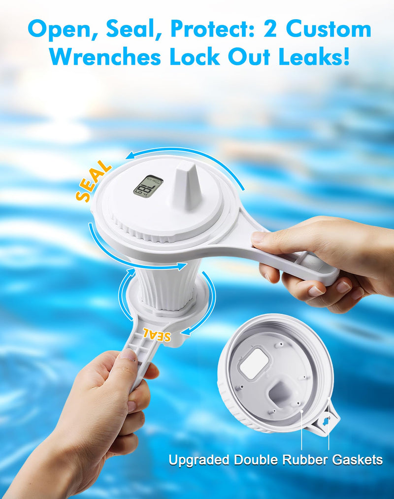 Pool Thermometer Floating Easy Read, IPX8 Waterproof Wireless Digital Thermometer with Indoor Thermometers for Swimming Pool, Spa, Aquarium, Cold Plunge, Hot Tub, Pond - BeesActive Australia