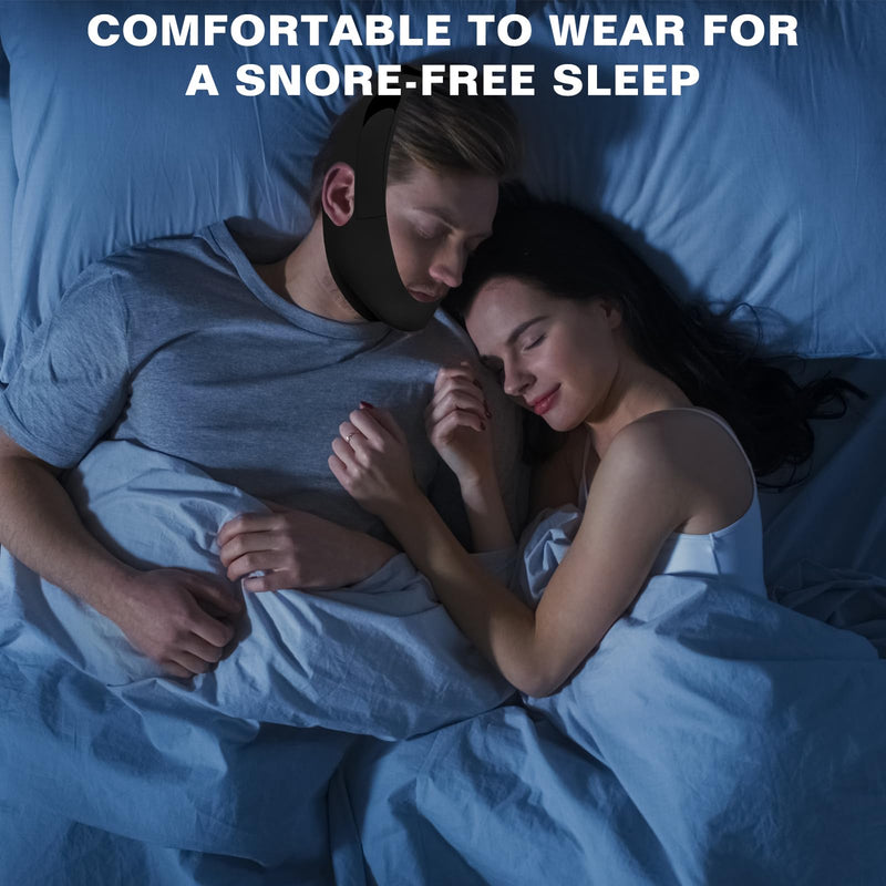 NOIKO Anti Snoring Chin Strap Adjustable, High Elasticity Traceless Chin Strap for Sleeping, Effective Anti Snoring Device, Snore Stopper Breathable and Durable for Adult 1 Black M