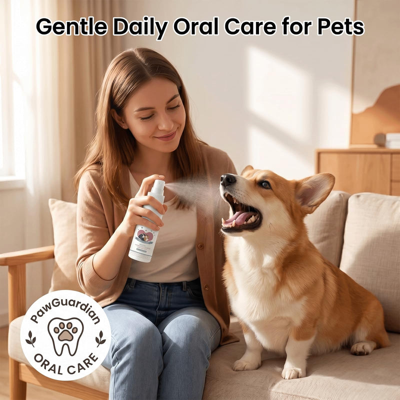 Dental Spray,Paw Guardian Dental Clean Spray,Dental Spray with Probiotics, Calendula Extract, Rosemary and Green Tea Extract,Eliminate Bad Breath, Fresher Breath - 3.38 Oz (1pcs) 1pcs