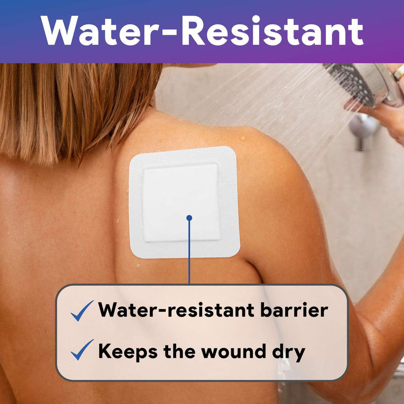 Bordered Foam Silver Dressings for Wound Care 6"x6" - 10 Ag Foam Dressings for Moderate to Heavy Wound Exudate - Highly Absorbent and Water Resistant 6"x6"
