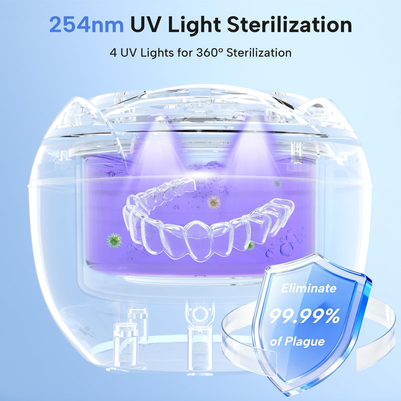 Ultrasonic Retainer Cleaner-45kHz Retainer Cleaner Machine,4 Modes Ultrasonic Cleaner for Dentures, Aligners,Mouth Guards, Braces,Toothbrush,Jewelry-200ML Dental Pod(White) White - BeesActive Australia