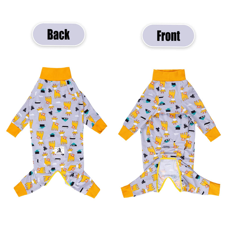 Axcimond Dog Bodysuit After Surgery Dog One-Piece Dog Bodysuit Castration Female/Male Surgery Body Dog Recovery Suit for Dogs After Surgery Long-Sleeved Wound Protection Suits Alternative to Neck Collars for Dogs 5XL Gray Giraffe - BeesActive Australia