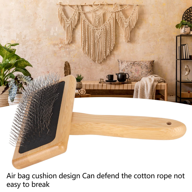 Slicker Brush, Macrame Comb, Easy to Clean, Finely Polished, Fast Brushing, Gentle Curves, Cushion with Hole for Cats (L) L - BeesActive Australia