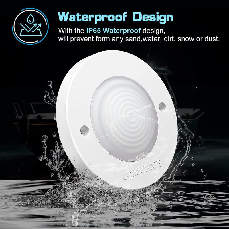 8Pcs 3.15”Round LED Marine Boat Light, 18 LEDs Boats Deck Courtesy Lights, Boat Interior Light, Transom Mount Lighting, IP65 Waterproof, Boats LED Stern Lights, Night Fishing Lighting, 12-24V, (White) 8PCS-3.15INCH White (White housing) - BeesActive Australia