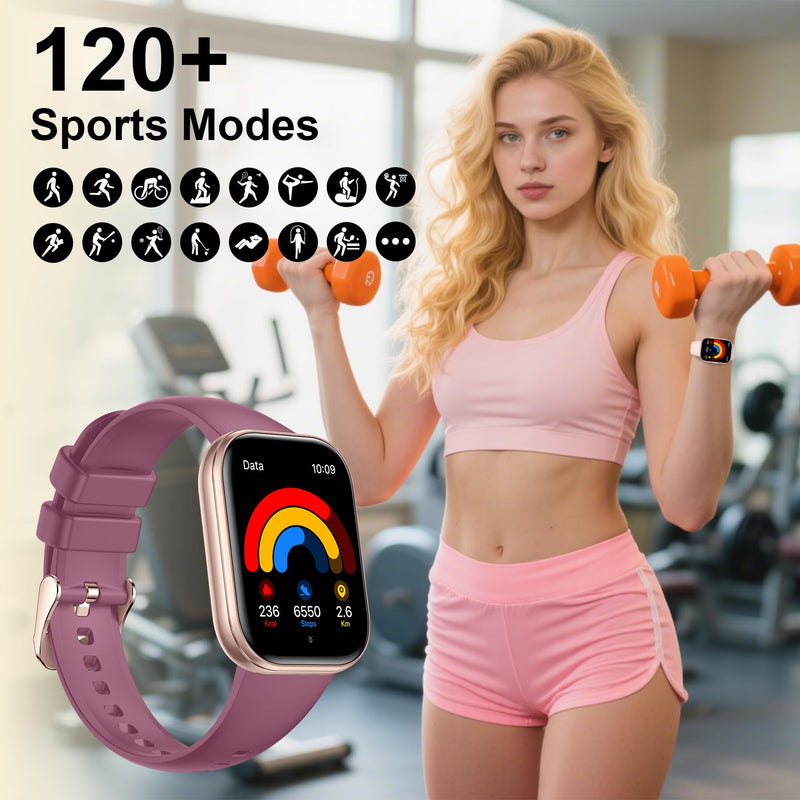 Smart Watch for Women with Bluetooth Call/Answer,1.75" Fitness Watch with Pedometer Heart Rate Sleep Monitor Step Counter Calorie 120+Sport Modes Smartwatch for Android iOS Pink(1.75'') - BeesActive Australia