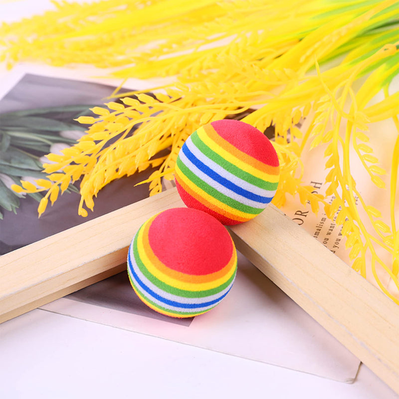 PET SHOW 10pcs 1.38" Red Rainbow Cat Toy Balls Soft EVA Foam Interactive Indoor Kittens Favorite Toys 35mm Dia. Small Dogs Puppies Toy Balls Bulk Activity Chase Quiet Play Sponge Ball 10pcs Red Rainbow - BeesActive Australia
