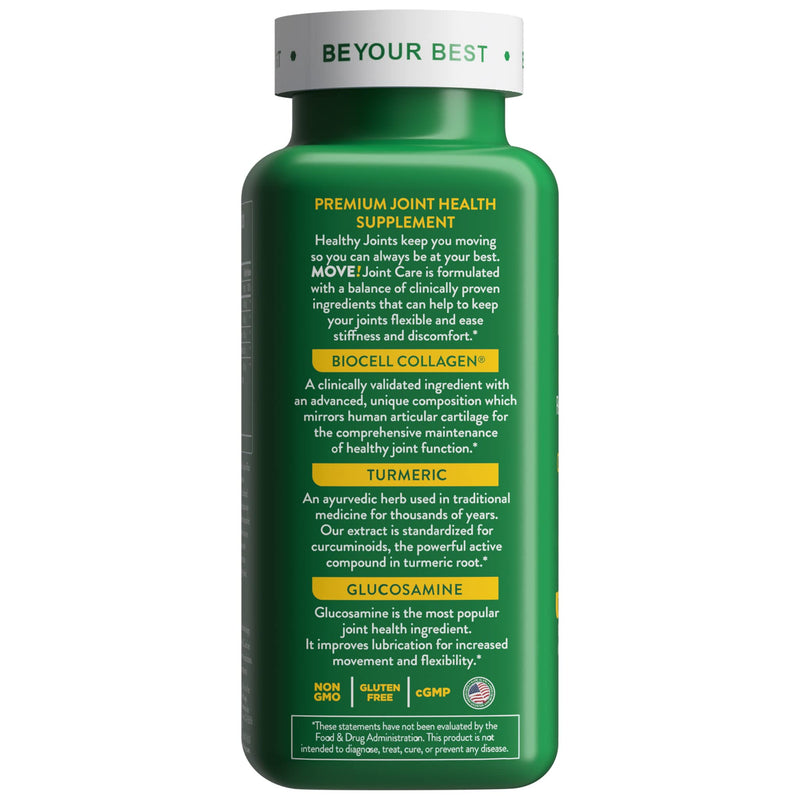 Health Logics Move! Healthy Joints with BioCell Collagen, Glucosamine, MSM, Vitamin C, Turmeric Extract 95% Curcuminoids, Boswellia Serrata | Support Joint Comfort | Non-GMO | 90 Capsules