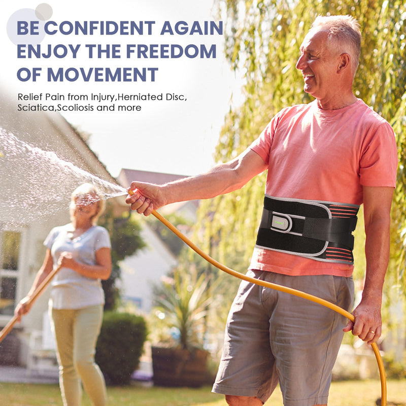 KONSEDIK Back Brace for Herniated Disc,Lower Back Pain Relief,Strain,Adjustable Lumbar Support Belt,with 6 Stays and Removable 3D Pad,for Men and Women Work,Lifting,Sciatica,Scoliosis(X-Large) X-Large