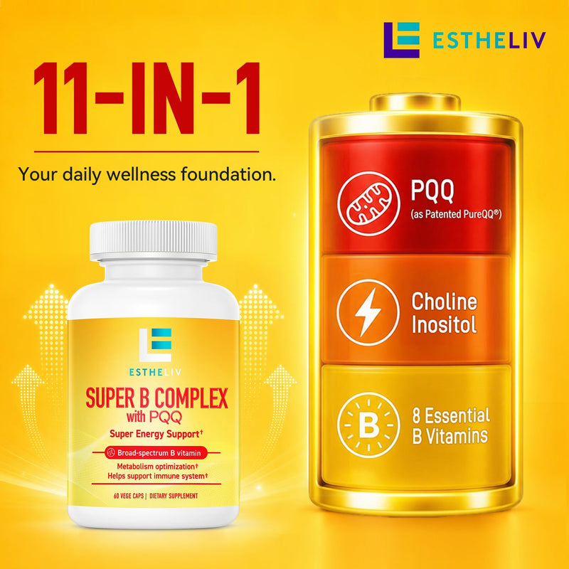 ESTHELIV® Super B Complex with PQQ - 60 VegeCaps 60 Capsules
