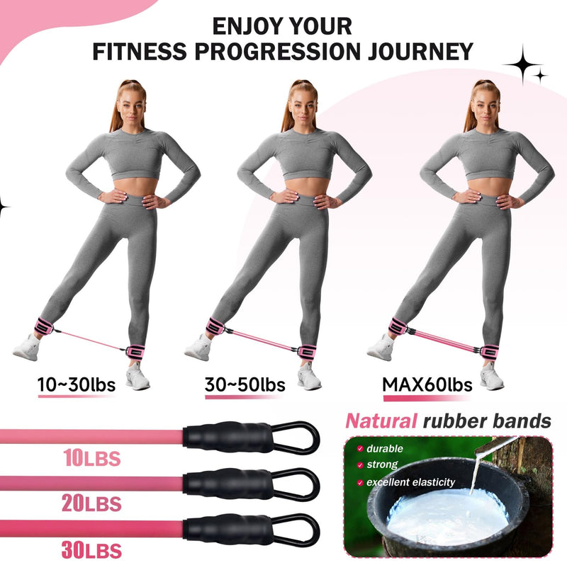 Ankle Resistance Bands with Cuffs,Ankle Straps for Cable Machines Women,Glute Kickback Ankle Strap for Gym & Home,Leg Extension & Hip Abductors Pink - BeesActive Australia