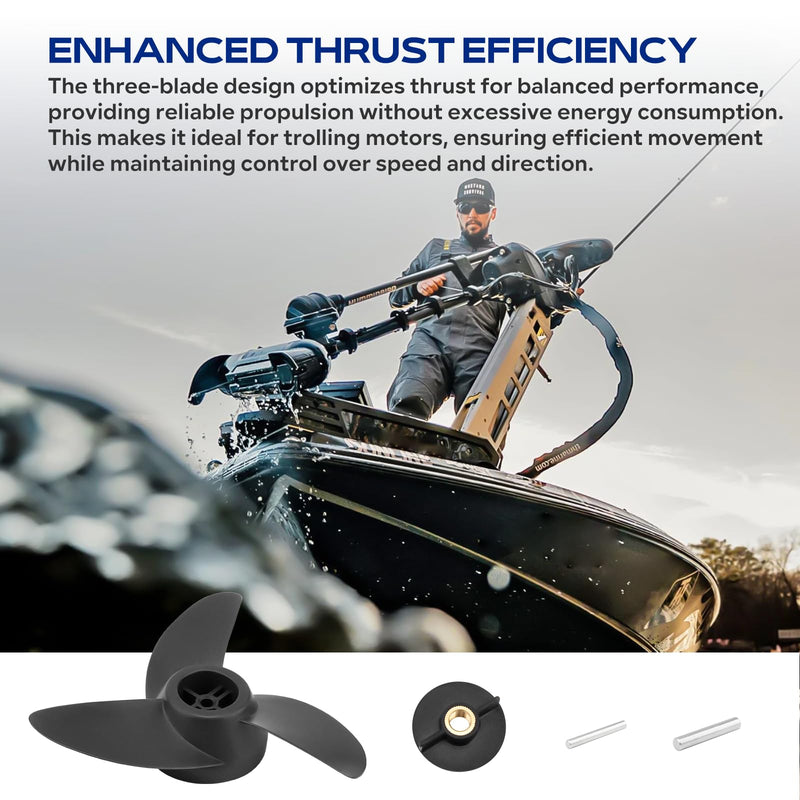 For MotorGuide Propeller 3 Blade Machete Compatible with MotorGuide 3.5" Motor Diameters, Machete III Black 3-Blade Prop Replacement Fit for MotorGuide R3 55lb,W55,Xi5 36v,75 Wireless Trolling Motor