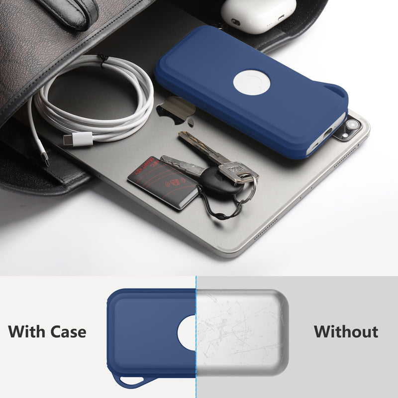 Battery Case for Apple Vision Pro Accessories, Anti-Scratch Soft Silicone Battery Protective Cover with Keychain and Lanyard Strap, Portable Battery holder for Travle Outdoor Navy Blue - BeesActive Australia