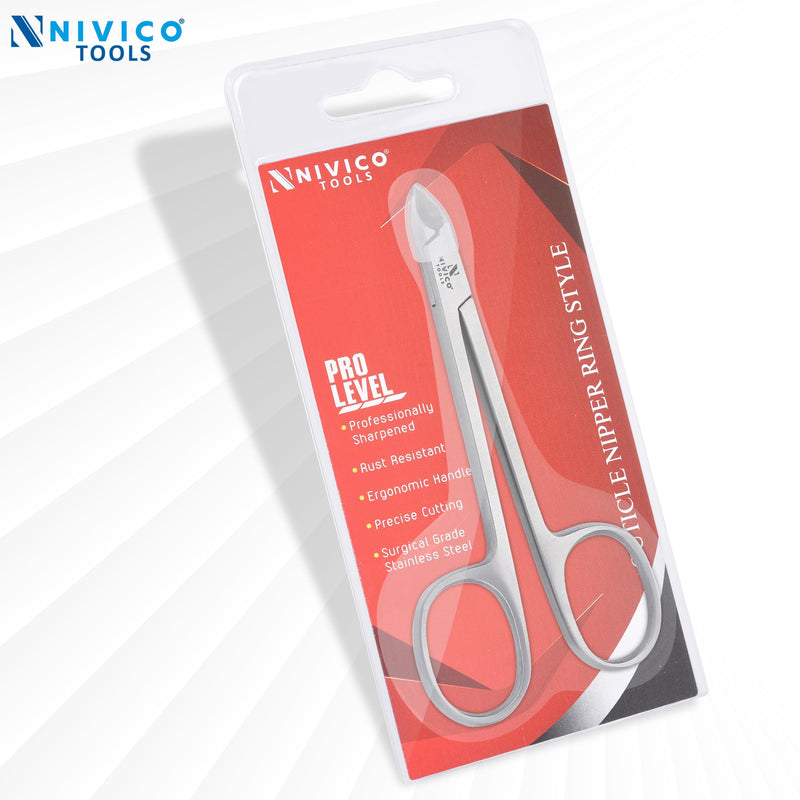NIVICO Cuticle Nipper with Rings, 10cm, 5mm Tip, Cuticle Trimmer - Satin Finish Podiatry Cuticle Nippers for Manicure & Pedicure Professional Cuticle Remover Tool