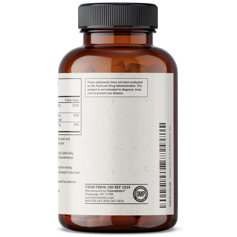 Futurebiotics Calcium 1200 mg + D3 1000 IU Sustained Release, 180 Tablets | 80 mg Magnesium, Bone & Joint Health Support, Vegetarian, Non-GMO, Gluten-Free & Soy-Free 180 Count (Pack of 1)