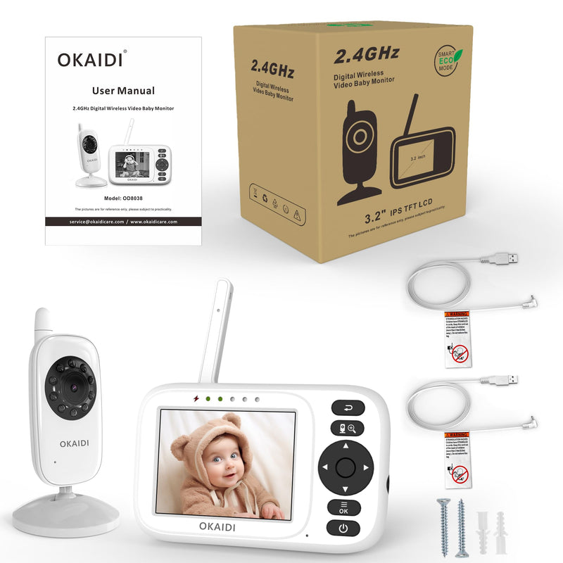Video Baby Monitor, 3.2" Baby Monitor with Camera and Audio, 1000ft Transmission Range, Baby Monitor No WiFi, Infrared Night Vision, VOX Mode, Powerful Battery, Smart Alert - BeesActive Australia