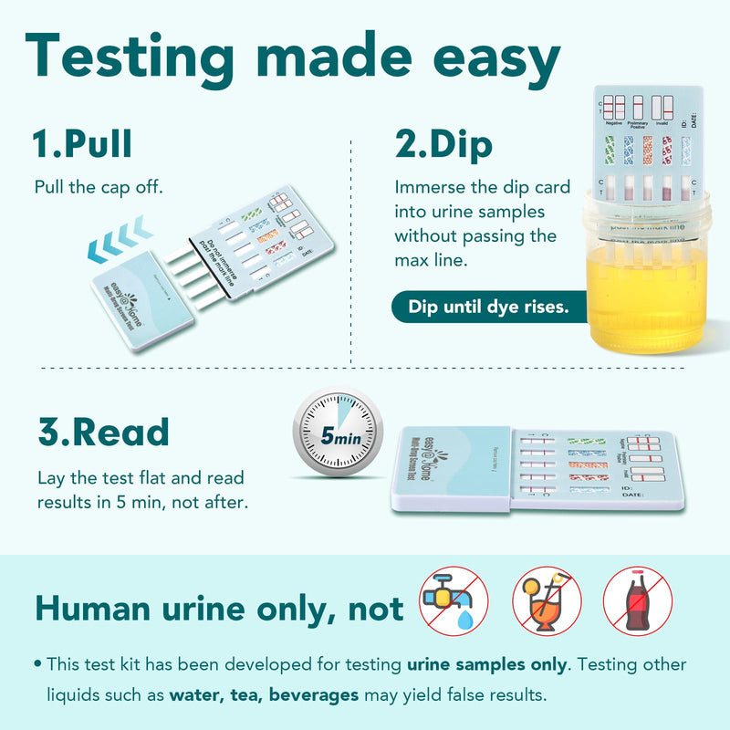 Easy@Home 5 Panel Urine Drug Test Kit [5 Pack] - THC/Marijuana, Cocaine, OPI/Opiates, AMP, BZO All Drugs Testing Strips in One Kit - at Home Use Screening Test with Results in 5 Mins #EDOAP-754 5 Count (Pack of 1) - BeesActive Australia