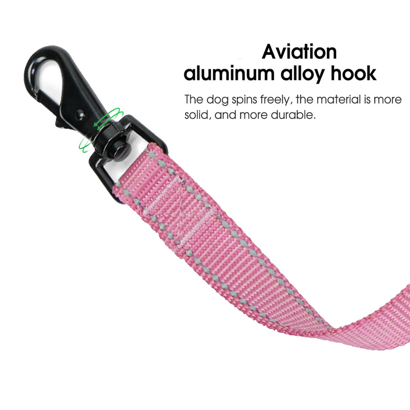 Hands-Free Dog Leash, Heavy Duty No-Pull Training Lead w/Anti-Tangle & Reflective Thread for Small Medium Dogs for Running/Walking Pink 5Ft Pink(Not Included Traffic Handle) 5ft(Width 4/5") - BeesActive Australia