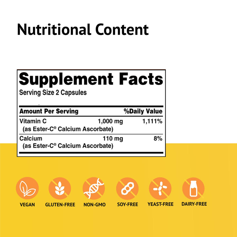 American Health Ester-C (500 mg) - 120 Capsules (Pack of 2) - 24-Hour Immune Support - Non-GMO, Gluten Free - 120 Total Servings