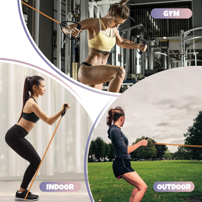 RitFit Single Resistance Exercise Band with Comfortable Handles - Ideal for Physical Therapy, Strength Training, Muscle Toning - Door Anchor and Starter Guide Included Green(5-10lbs) - BeesActive Australia