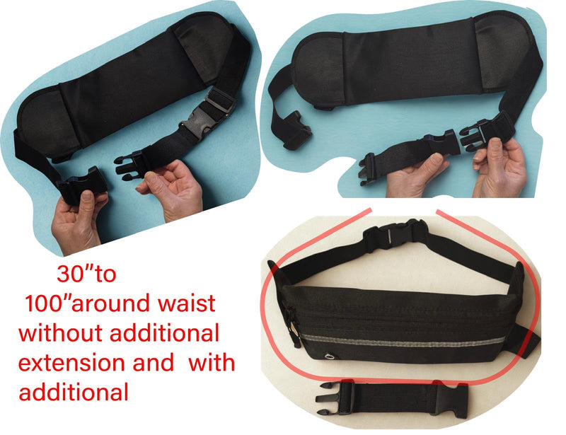Running fanny pack for women and men, large size, and light cross body bag with two Zipped Pockets, bottle holder, and two key pockets