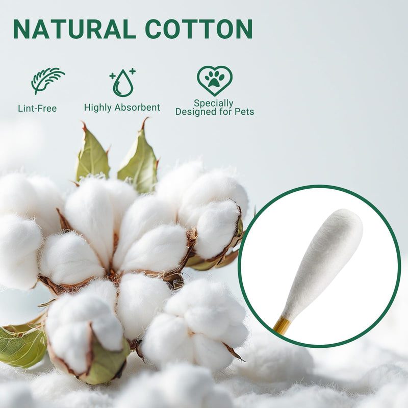 200PCS Large Cotton Swabs, Dog Cotton Swabs for Ears, 6" Long Dog Ear Swabs Large Size, Highly Absorbent Cotton Buds with Strong Bamboo Stick, Specially Designed for Dogs Cats Ear Cleaning, Pet Care 200pcs cotton swabs