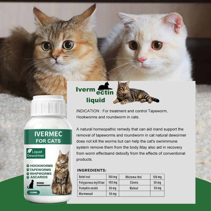 Dewormer for Cats Broad Spectrum for Tapeworms, Roundworms & Hookworms, Promotes Digestive Comfort & Daily Balance