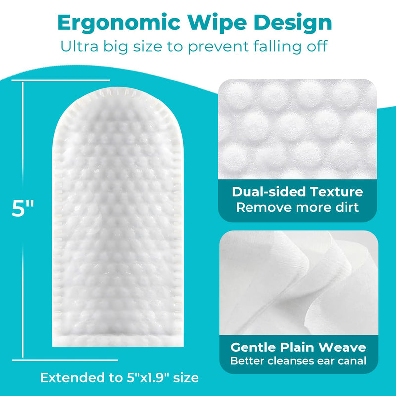 Pet Ear Cleaner Finger Wipes for Dogs, Cats, Gentle Alcohol-Free Formula, Removes Wax, Debris, 50 Count, Vet Approved, 4x8cm Ear Finger Wipes - 50Counts