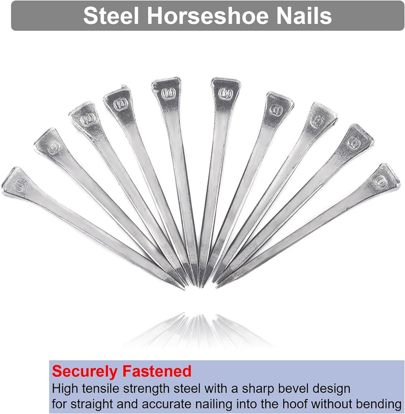 250PCS Horseshoe Nails, Horseshoes Equipment Equestrian Sport Equipment Horse Training Supplies Tool 2.1 Inch E6 Hoof Nails for Horse Race - BeesActive Australia