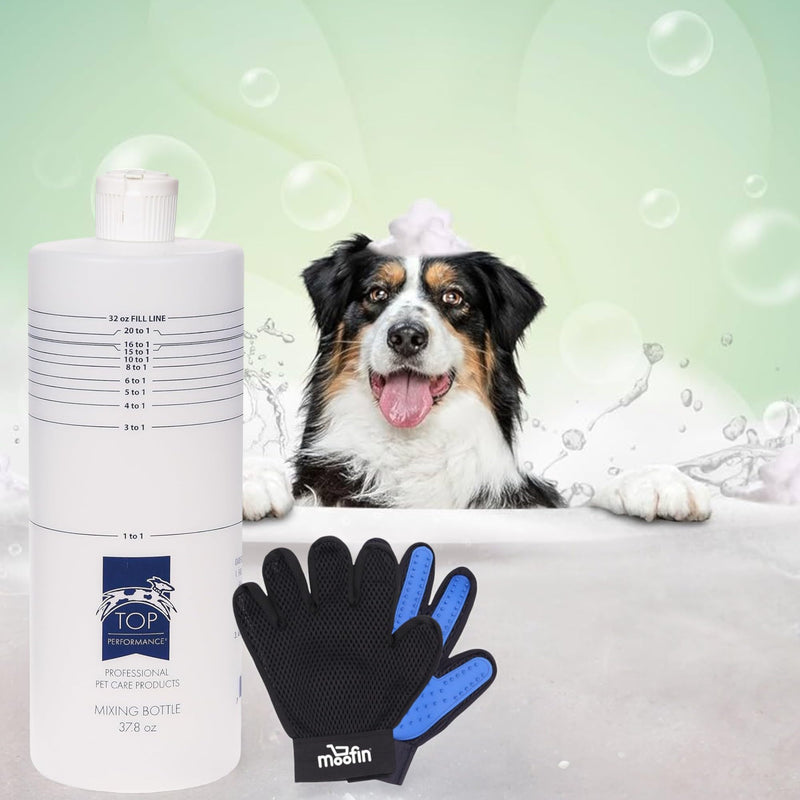 378 Oz Mixing Bottle for Dog Shampoo, Large Dilution Bottle with Precision Measurement, Bundle with Pet Hair Removing Glove, Ergonomic, Leak-Proof Pet Care [Pack of 2] - BeesActive Australia