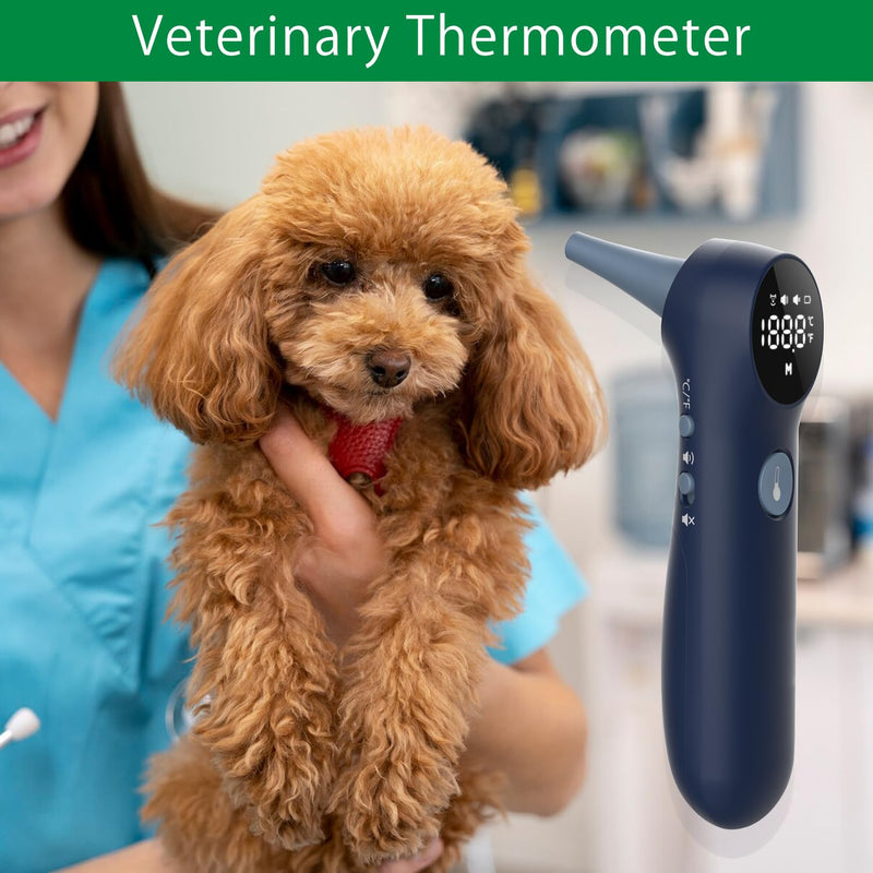 Non-Contact Dog Ear Thermometer - Rapid Measurement - Includes 20 Pet Swabs - Ear Thermometer for Dogs, Cats, Rabbits (Blue) - BeesActive Australia