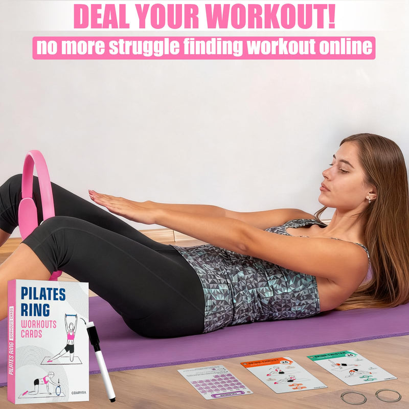 Pilates Ring Fitness Circle for Women - 15 Inch Magic Fitness Circle for Toning Inner & Outer Thighs, Bonus Pilates Equipment Thigh Master Guide. Pink