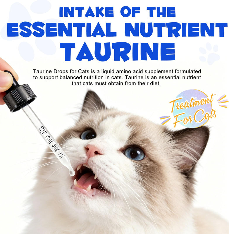 Taurine Liquid Drops for Cats 60ml | High-Purity Essential Nutrient Supplement | Supports Heart & Eye Health | Easy Absorption | No Additives Cat